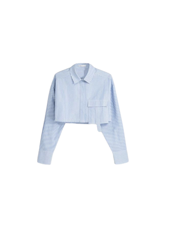 Long sleeve cropped poplin shirt with straps - Shirts and blouses - Women | Bershka