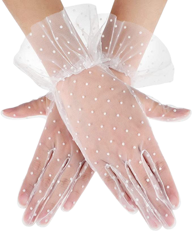 Women Lace Glove Short Lace Glove Floral Courtesy Lace Glove for Wedding Tea 1950's Party Costume Favors (Pure White) at Amazon Women’s Clothing store