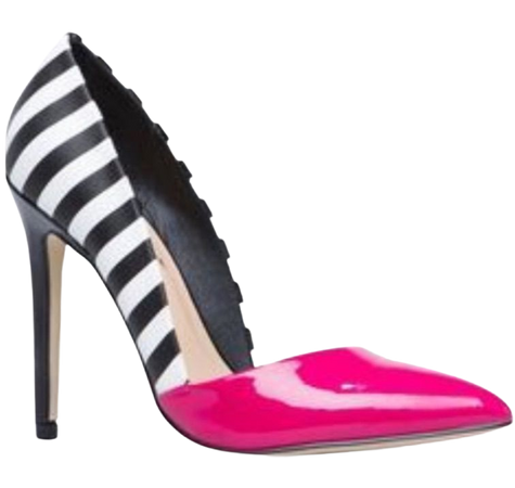 shoe dazzle Stunning Black white striped hot pink pumps