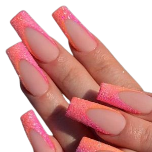 pink and orange French nails