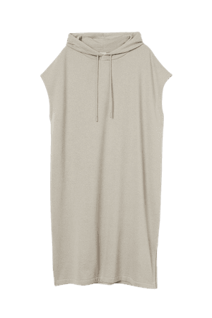 Hooded Sweatshirt Dress - Brown