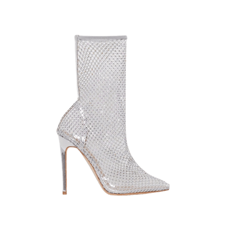 silver diamanté fishnet boots
