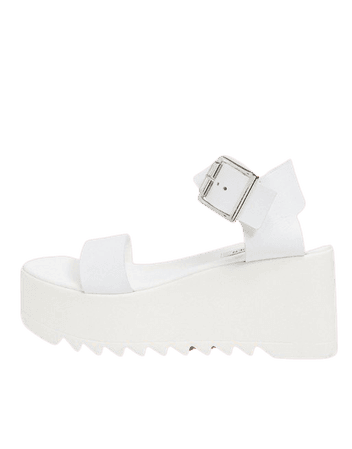 Steve Madden Lake chunky flatform sandal in white leather | ASOS