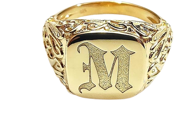Aspire Jewels Old english Initial Signet ring Men Rings Any Word Name Letter Initials Date Number Ring Sterling Silver Men Signet Ring Men's Gift Men's Jewelry Ring|Amazon.com
