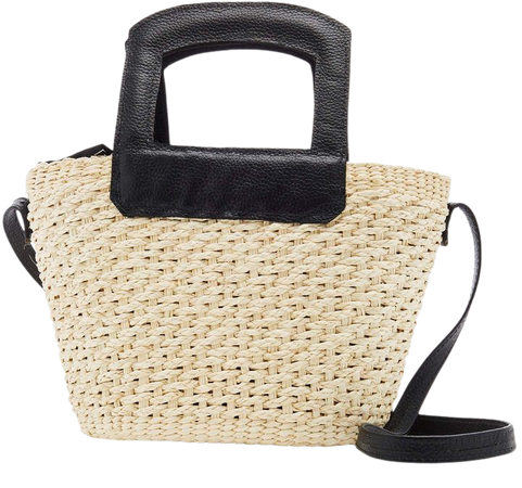 Studio Leather-Trimmed Straw Tote