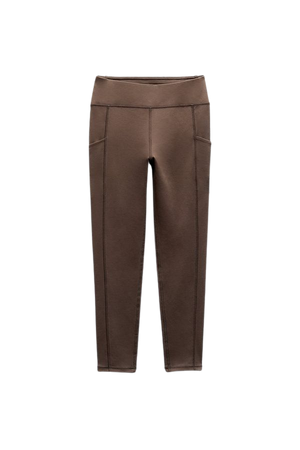 TOPSTITCHED LEGGINGS - Brown / Taupe | ZARA United States