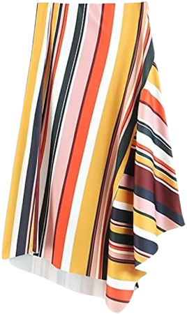 Amazon.com: Women's Romwe Vintage Half Waist Pint Asymmetrical Stripes Long Maxi Skirt, Classic, M, Multicolor : Clothing, Shoes & Jewelry