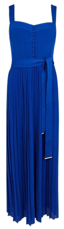 Top Stitch And Pleat Detail Woven Midi Dress | Karen Millen