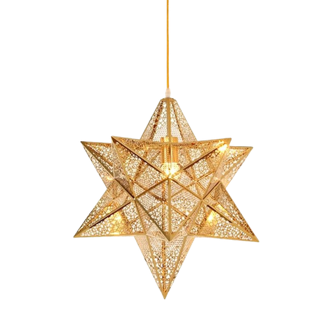 Creative Geometry Box Hanging Light Gold And Silver Stars Chandelier pendant lamp light