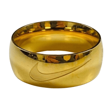 swoosh engraved gold ring