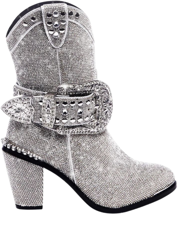 Club Exx Rhinestone Cowboy Boots - Silver – Dolls Kill