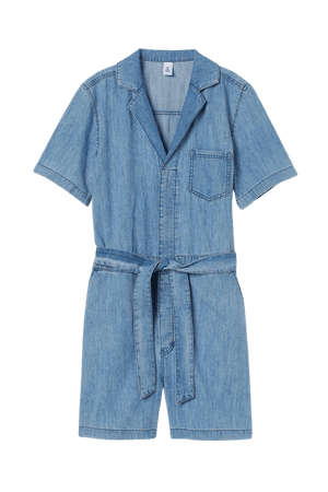 Short Denim Jumpsuit - Light denim blue - Ladies | H&M US