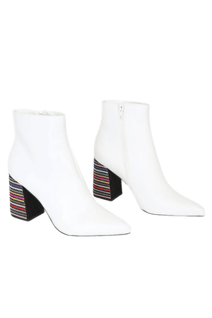 Betsey Johnson Kassie - White Boots - Beaded Rhinestone Boots - Lulus