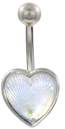 Holographic heart belly ring