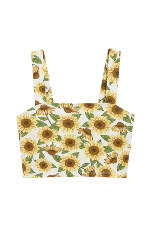 Thick strap crop top - Sunflower print - Tanktops - Monki WW