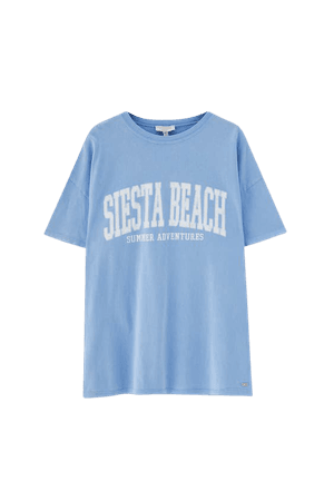 Faded blue varsity T-shirt - pull&bear