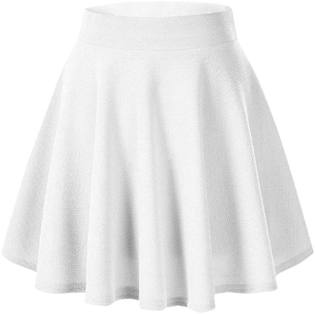 Afibi Girls Casual Mini Stretch Waist Flared Plain Pleated Skater Skirt (Small, White) at Amazon Women’s Clothing store