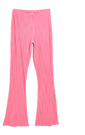 Pink textured flared trousers | River Island