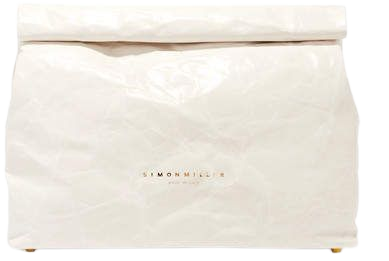 Lunchbag 30 Crinkled-leather Clutch - White