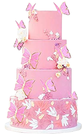 Amazon.com: Unimall Pack of 30 Pink Color Gold Edge Mixed Size Lively 3D Swllowtail Butterfly Cupcake Topper for Girls Women's Happy Birthday Wedding Party Cake Wall Party Food Decorations : Grocery & Gourmet Food
