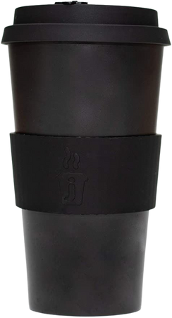 Amazon.com: Sustainable Bamboo Reusable Coffee Cup for Travel To Go 12oz | Takeaway Mug with Lid & Spill Stopper | Plastic & BPA Free | Dishwasher Safe Portable Eco Cup | Organic Bamboo Fiber | Black & Black Logo: Home & Kitchen
