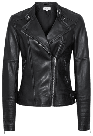 Tallis Black Leather Biker Jacket – REISS
