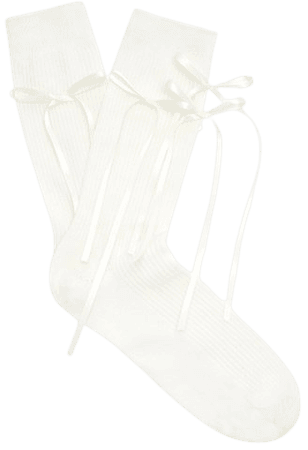 Ribbon-Detailed Stretch-Cotton Blend Lace Ankle Socks By Simone Rocha | Moda Operandi