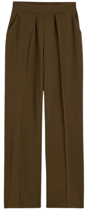 High-waist Dress Pants - Dark khaki green - Ladies | H&M US