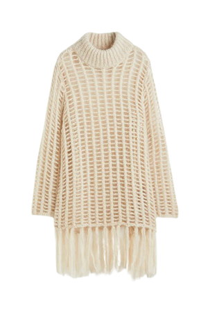 Oversized Fringe-trimmed Dress - Light beige - Ladies | H&M US