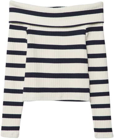 Striped off-the-shoulder long sleeve shirt - Women's See all | Stradivarius United States