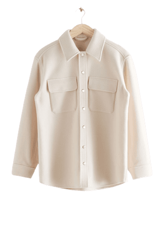 Oversized Wool Blend Workwear Shirt - Creme - Shirts - & Other Stories
