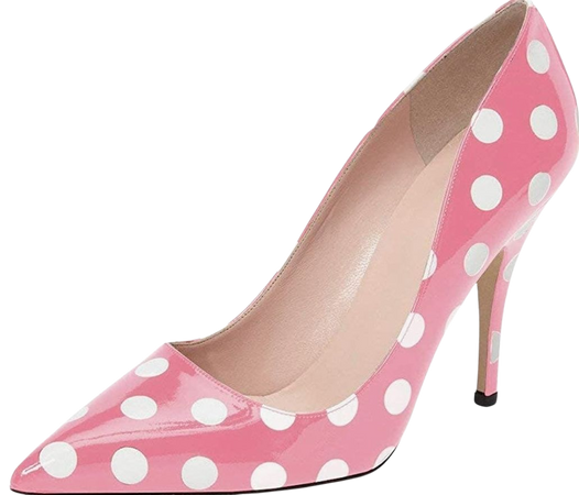 pink and white polka-dot heels