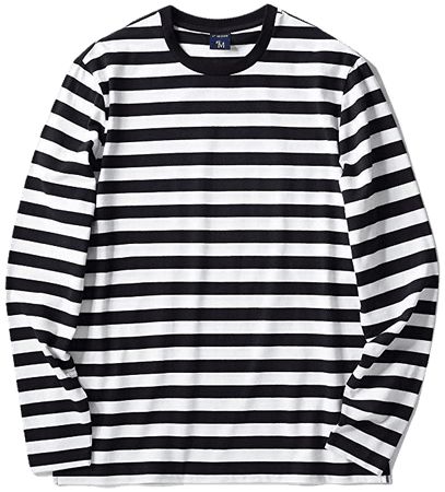 Zengjo Men's Casual Cotton Spandex Striped Crewneck Long-Sleeve T-Shirt Basic Pullover Stripe tee Shirt (XXL, Black&White Wide) | Amazon.com