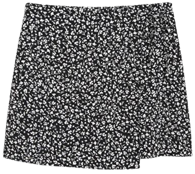Black floral mini wrap skirt with bow - Black floral - Monki WW