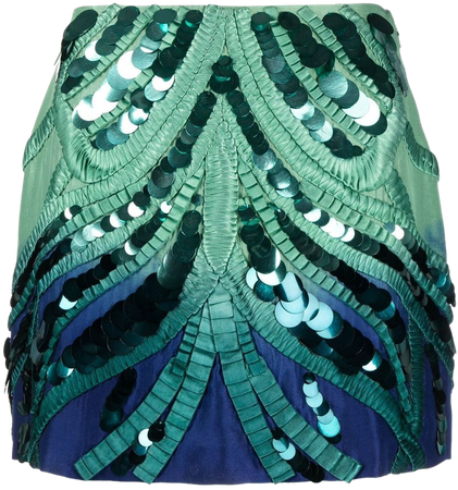 Alberta Ferretti Sequinned Pleat Mini Skirt - Farfetch