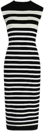 Striped Crew Neck Cap Sleeve Midi Sweater Dress | Express