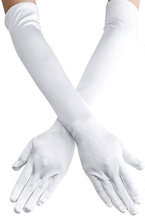 Amazon.com: Women's 22'' Long Satin Finger Gloves White Elbow Length 1920s Opera Bridal Dance Gloves For Evening Party Opera Costume, White: Home & Kitchen