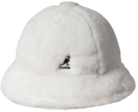 White fur bucket hat