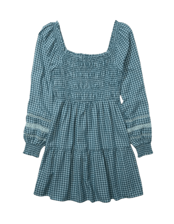 AE Plaid Smocked Mini Dress