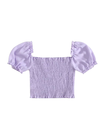 Puff Sleeve Shirred Detail Crop Top | SHEIN USA