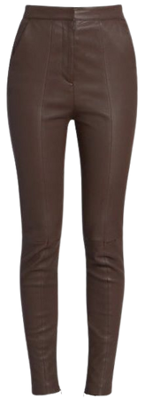 Balmain High-Waist Stretch Leather Pants | SaksFifthAvenue