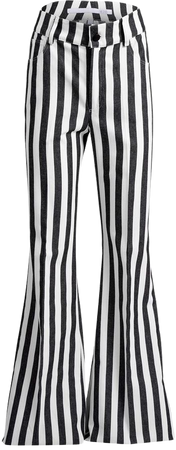 Claire Pant - Black & White Striped Flare Denim | The Sixes | Wolf & Badger