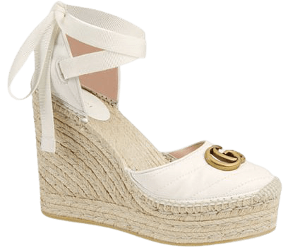Gucci Palmyra Ankle Tie Espadrille Wedge shoe