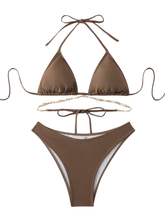 Triangle Bikini Swimsuit Set With Shell Decoration | SHEIN USA