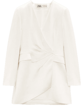DRAPED SATIN EFFECT BLAZER DRESS - Oyster White | ZARA United States