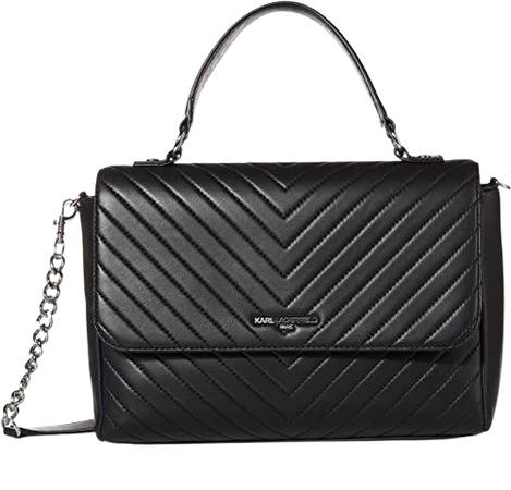 Amazon.com: Karl Lagerfeld Paris womens Charlotte Top Handle Satchel Bag, Black/Silver, One Size US : Clothing, Shoes & Jewelry