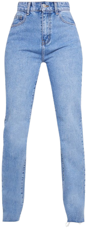 Mid Blue Wash Straight Leg Jeans | Denim | PrettyLittleThing USA
