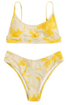 yellow tie dye bikini