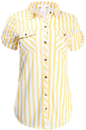 Amazon.com: Ladies' Code Women's Short Sleeve Plaid or Stripe Button Down Shirt Knit Top: Clothing