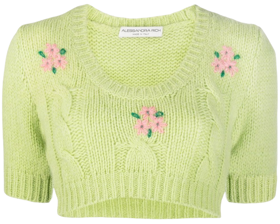 Alessandra Rich embroidered cable-knit crop top - FARFETCH